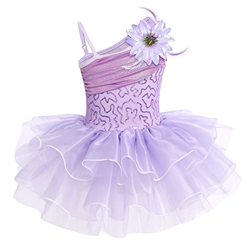 Justaucorps tutu violet à paillettes pour fille de 3-4 ans