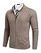 COOFANDY Men's Full Zip Cardigan Sweater Slim Fit Cable Knitted Zip Up Sweater with Pockets Heathered Brown
