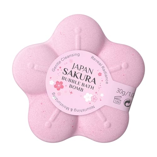 FEESHOW Sakura Blossom Bath Bomb, Moisturizing Fizzies with Floral Scent for Relaxing Spa | Women Gift Set for Holiday & Birthdays Pink One Size