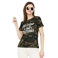 LEOTUDE Regular Fit Half Sleeve Camouflage Women’s Tshirt