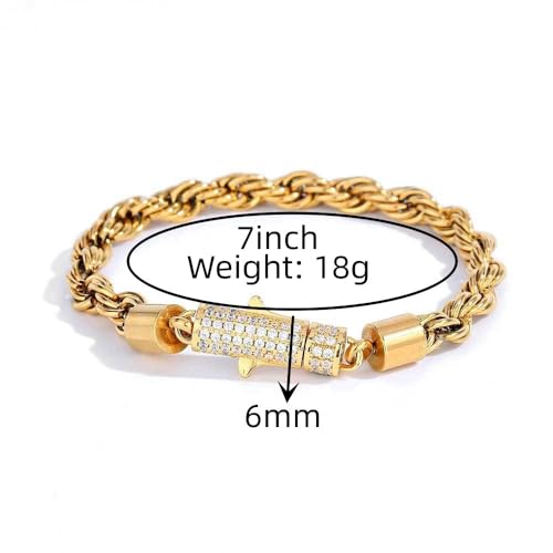 18K gold unisex style men and women's same style 6mm inlaid moissanite spring buckle Cuban couple bracelet2