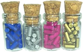RED DAMORE 80 x Lighter Flints in 4 x Glass Jars Lighter Flint - Blue, Gold, Magenta, Silver