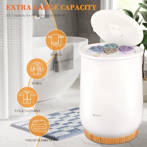 Keenray Bucket Style Towel Warmers, Luxury Bucket Towel Warmer, Large Towel Warmer for Bathroom, Auto Shut Off, Fits Up to Two 40"X70" Oversized Towels, Bathrobes, Blankets, PJ's and More, White, CL1 - image 7