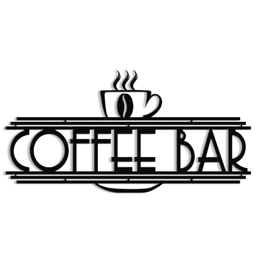 XORT Metal Wall Art - Elegant Coffee & Tea Bar Decor (Black - 16 x 8 Inches)