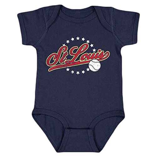 St. Louis Vintage Kid's Baby Bodysuit for Baseball Fans (Navy, 24M)