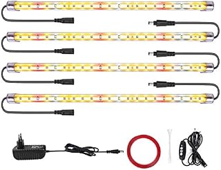 Plant Grow Light T5 LM301B Full Spectrum 3500K 6500KRed LED 4 Strips with Auto Cycle Timer 3/6/12Hours Dual Channel 4 Brightness Level Growing Lamp for Indoor Plants from Seeding to Harvest