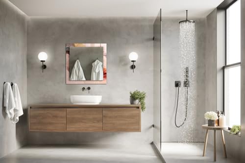 Déco murale moderne avec miroir graphique 60x60cm pour salon minimaliste