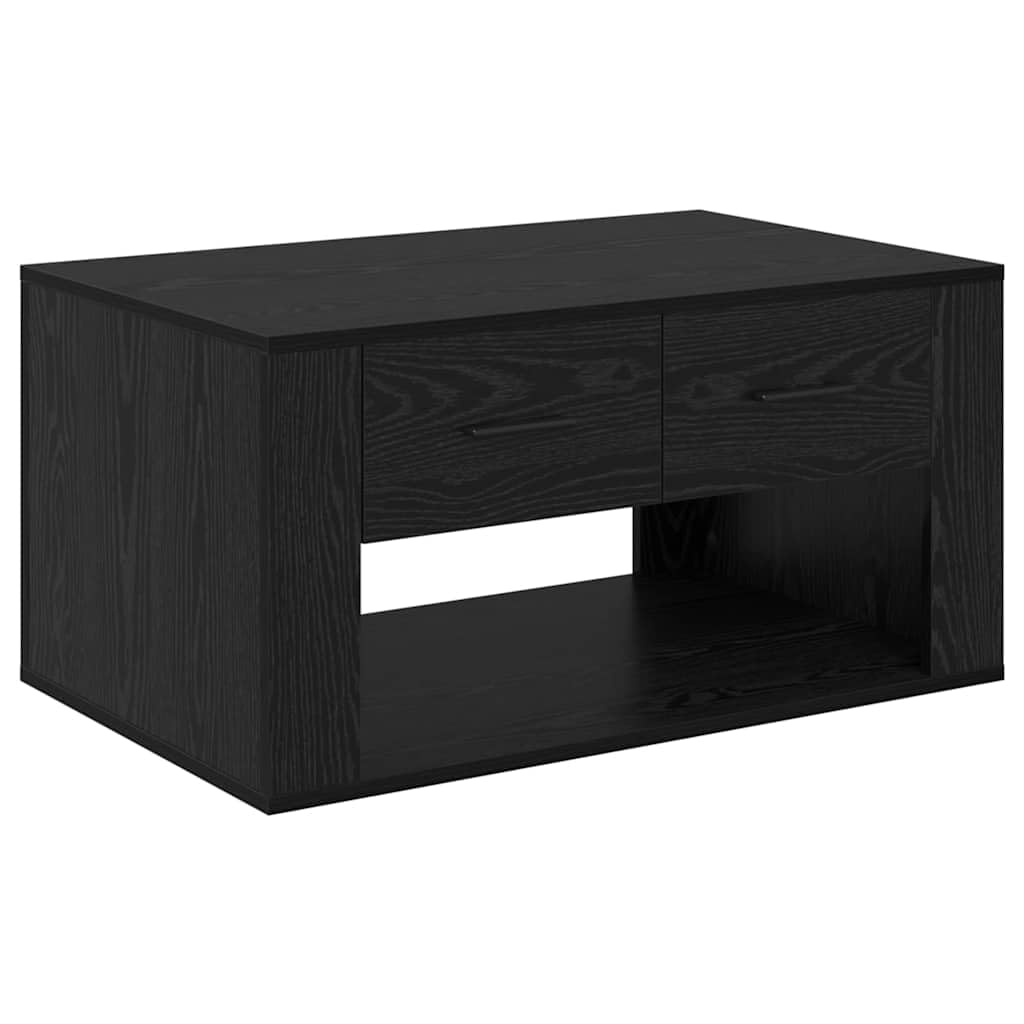Mesa de centro con aspecto de roble negro, 80 x 50 x 40 cm, material de madera con cajón y estante, diseño moderno, resistente y duradera, para salón, sofá o dormitorio