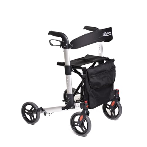 PB Pharma - Rollator Alluminio pieghevole Deluxe: Innovazione e Sicurezza per Anziani - Il Deambulatore Pieghevole Ergonomico che Rivoluziona la Mobilità e l'Autonomia