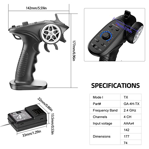 Hobbyfans 4H-Tx 4Ch 2.4G Anti-Jamming Radio Remote Control Transmitter With Receiver For Rc Car/Rc Boat (Transmitter & Receiver) #TOP2