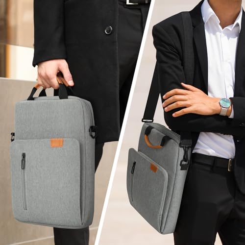 jooeer 14 Inch Laptop Sleeve Case Waterproof Polyester Shoulder Bag Compatible with 14” MacBook Pro M4/M3/M2/M1 2024-2021 Chromebook Notebook, Grey - Image 5