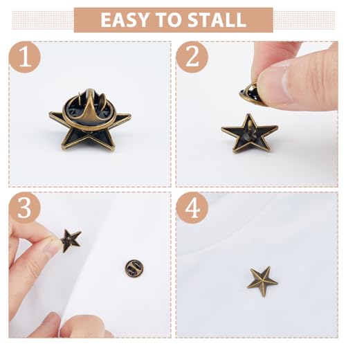Image of SUPERFINDINGS Alloy Star Badge Lapel Pin Brooches Military Award Pins July Memorial Day Stars for Backpack Clothes