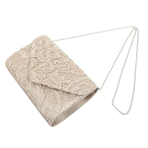 Sac de soirée en dentelle beige et finitions alliage haute qualité