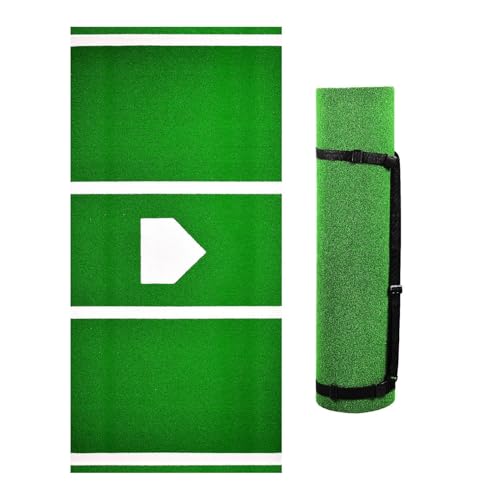 Softball Batting Mat,Softball Turf Hitting Mat - Anti-Slip Heavy-Duty Hitting Mat, Portable Baseball Turf Hitting Mat for Indoor Outdoor Floors Garage Backyard