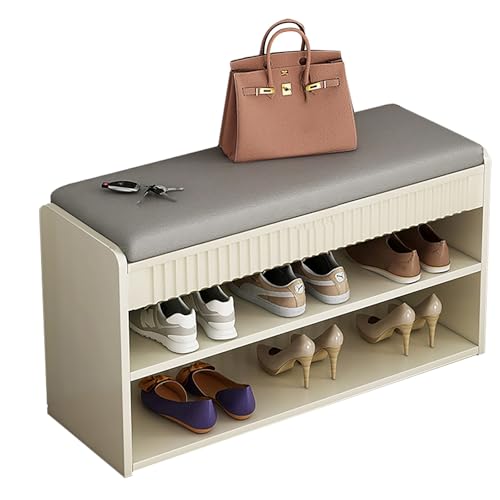 SXZenSpace Shoe-changing bench,Shoe Storage Bench, 3 Tier Entryway Bench with Storage, Rustic Narrow Seat for Indoor, Entryway, Living Room, Dining and Hallway
