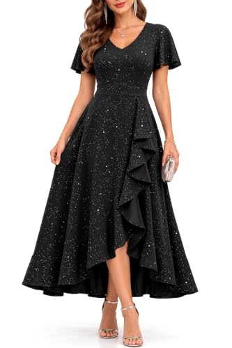 Pinup Fashion Women Black Sequin Dress Evening Cocktail Party Sparkly Dress