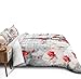 Bedbay Paris Comforter Set Queen Size Eiffel Tower Bedding French Style Romantic Paris Bedding Set Red Rose Flowers Printed 4-Piece Soft Microfiber Girls Women Paris Room Decor (Red,Queen)