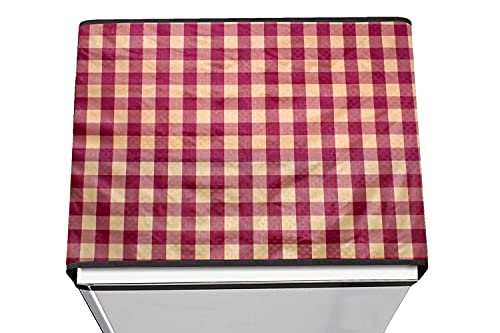 Image of Stylista Refridgerator top Cover Suitable for Samsung RR23C2F24S8 /HL, 215 Liter Fridge, Dimension (WXD) 71x109 CM, Plaid Pattern Maroon