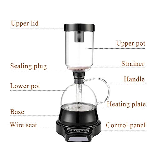 YUCHENGTECH Syphon Siphon Coffee Maker Electric Siphon Coffee Pot Electric Syphon Coffee Maker Syphon Vacuum Coffee Maker (220V, Black)