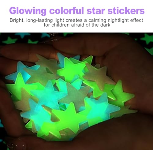 100 adhesivos fluorescentes en forma de estrellas miniatura 5