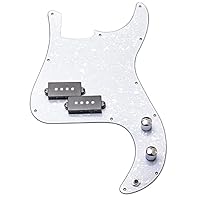 100% Brand New, Never Used A loaded pickguard set for PB bass guitar Comes with 2 single pickups, one straight jack and 2 loaded potentiometer with knobs Color:white with black pickup Anti-scratch to protect the guitar