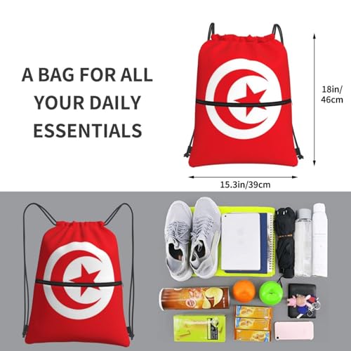 Tunisia Flag Drawstring Backpack Patriotic zipper Drawstring Bag for Men Women Sport Yoga Travel Gym3