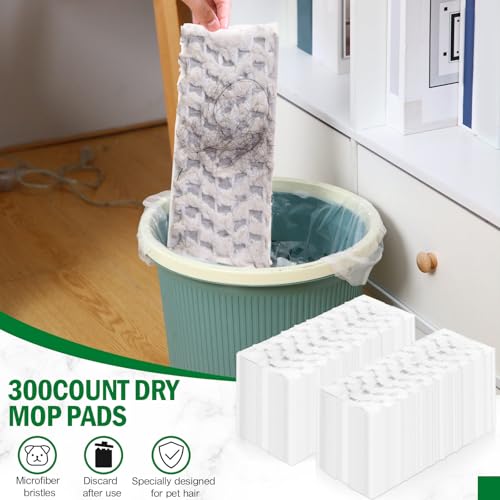Image of Gejoy 300 Count Heavy Duty Dry Sweeping Cloths Compatible with Swiffer Sweeper Mop, Microfiber Duster Mop Pads Refills for Cleaning Hardwood Floor Dust and Pet Hair, Disposable and Unscented Refills
