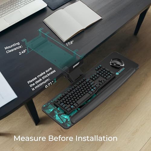 EUREKA ERGONOMIC 360° Swivel Steel Support Pole Mount, 28 Inch Large Slide Out Keyboard Tray, Under Desk Drawer & Desk Extender, Height Adjustable Ergonomic Tilt, Black