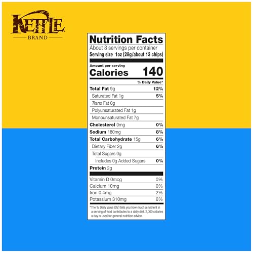 Image of Kettle Brand Sea Salt and Vinegar Kettle Potato Chips, Gluten-Free, Non-GMO, 7.5 oz Bag (Pack of 12)