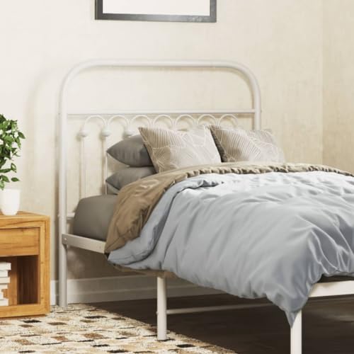 Bucmath Cabecero de metal, blanco, 90 cm, cama de acero, cabecera con patas resistentes, diseño clásico para dormitorio, respaldo duradero