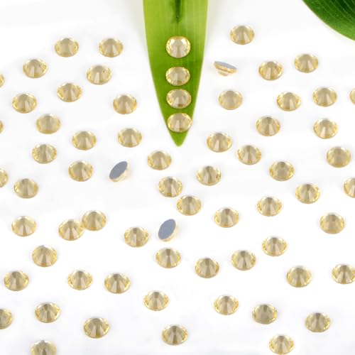 Image of Bymitel Hotfix Crystal Rhinestones Round Gems Iron on DIY Jewelry Making Flat Back for Crafts,Jonquil, 1.3mm(SS3 /2880pcs)