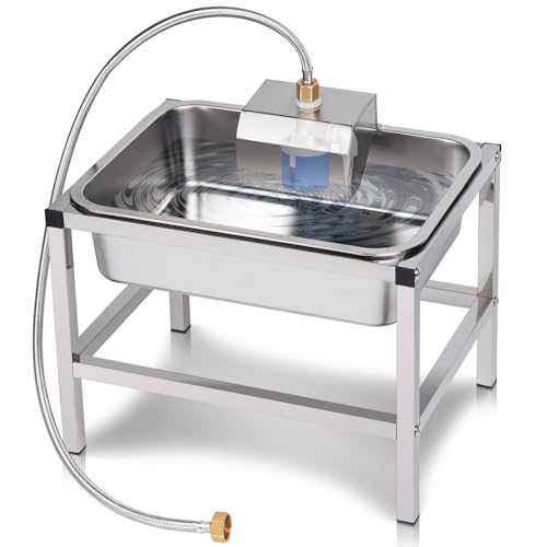 KHEARPSL 3Gal Automatic Dog Water Bowl Dispenser for Large Dogs Outdoor Elevated Dog Water Bowl with Stand Stainless Steel Pet Waterer with Float Valve for Large Breed Goat Livestock