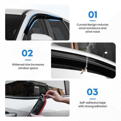 Image of Tucson Rain Guards - Window Visors for Hyundai Tucson 2022-2025 2026, Out-Channel Side Window Rain Guards for Tucson Accessories, 4PCS, Black, Car Accessories