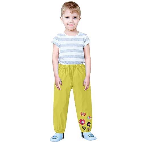 Betadog Kids Joggers with Pockets & Drawstring Warm Trousers Kids Unisex Soft Brushed Fleece Pants (Yellow, 2-3 Years)2