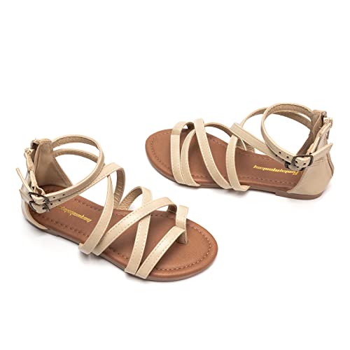 Image of FUNKYMONKEY Girls Gladiator Strap Sandals Flat Thong Cross Strappy Sandals