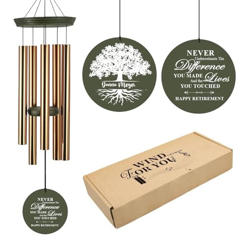 Image of Astarin Personalized Retirement Wind Chimes, Tree of Life Outside 36 inch Large Wind Chimes for Women, 2024 Happy Retirement Gifts for Nurse Coworker Teacher
