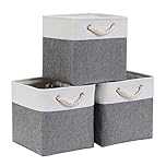 Mangata Cube Storage Boxes 28x28x28cm Fabric Collapsible Grey White 3 Pack