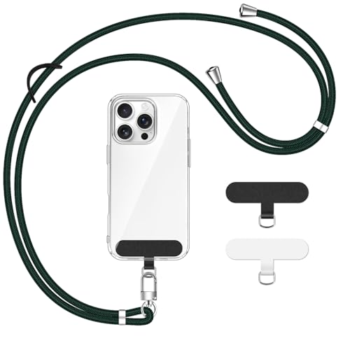 ivoler Handykette Verstellbar Handyband Universal, mit 2 Stück Patch und Robuste Haken mit alle Smartphones zum Aufhängen von kabellosen Kopfhörern, Schlüsseln, Sonnenbrillen usw