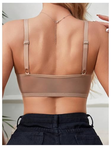 Image of SOLY HUX Front Closure Bras for Women Strappy Bralette Wireless Criss Cross Cut Out Knitted Everyday Bra