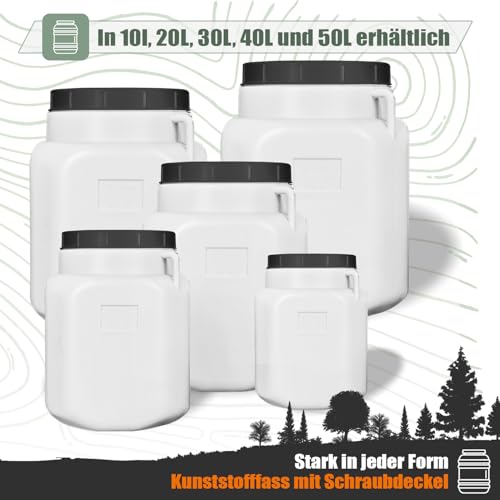 FIXKRAFT Weithalsfass Futtertonne Hund Gärfass Lebensmittelbehälter mit Deckel Kanister Lebensmittelecht Futter Tonne Pferd Mostfass (Weiß, 50 Liter)
