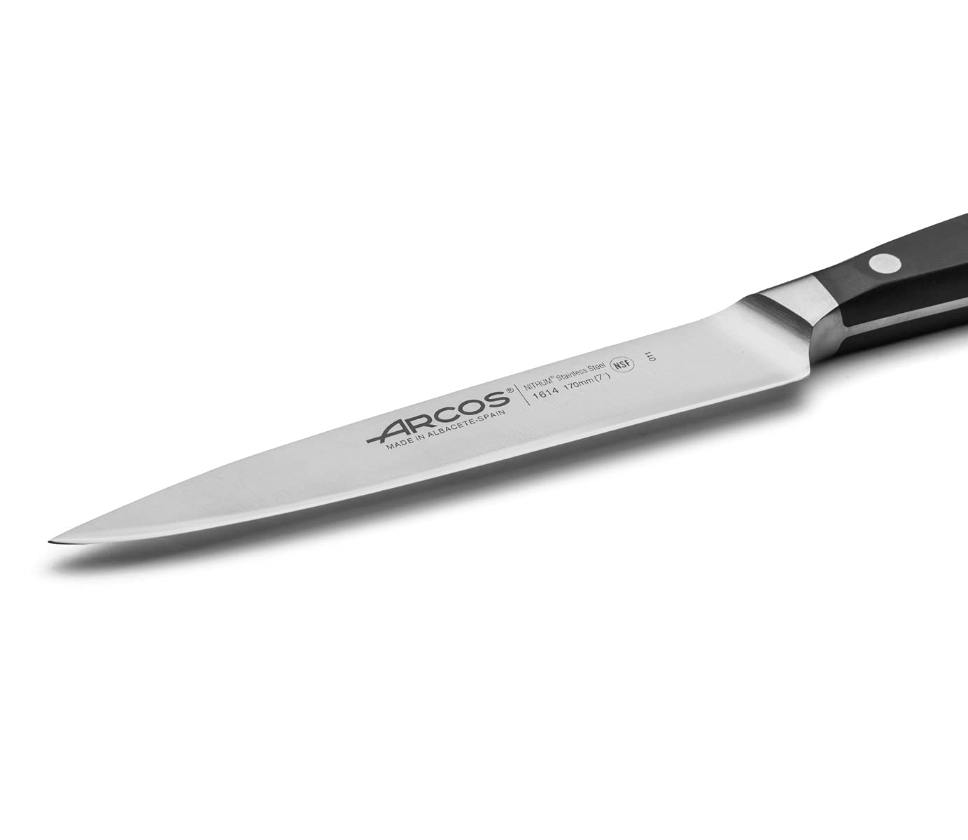 Arcos Serie Manhattan - Coltello Sogliola Coltello Pesce - Acciaio Inossidabile Forgiato Nitrum 170 mm - Manico Polioxymetilene (Pom) Colore Nero (Filo Seta)