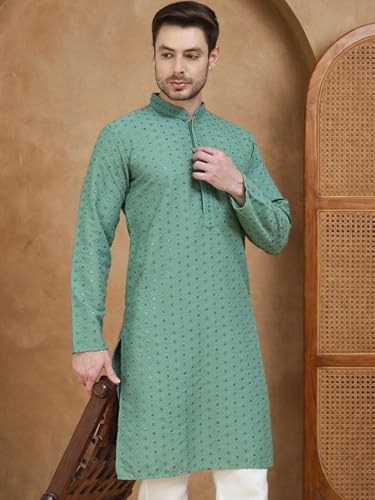 Image of Jompers Embroidered Cotton Kurtas for Men