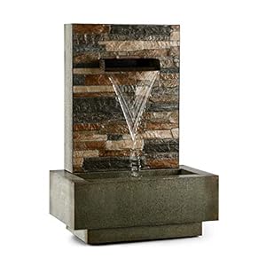 blumfeldt Watergate – Gartenbrunnen, Springbrunnen, Zierbrunnen, Wasserspiel, Indoor und Outdoor, 1000 L/h Umlaufleistung, 15 Watt Pumpe, 10 m Kabel, verzinktes Metall, IPX8 Schutzart, grau