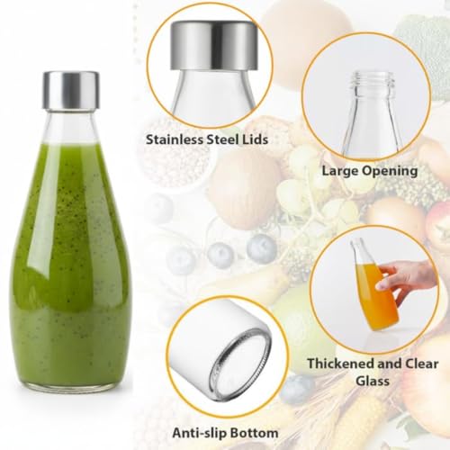 Image of Glassbunny 250ml Transparent Glass Water Bottle with Stainless Steel Lid & Anti-Slip Bottom, Leak-Proof, Reusable for Home, Office, Gym & Travel, Oil, Milk (Set of 2)