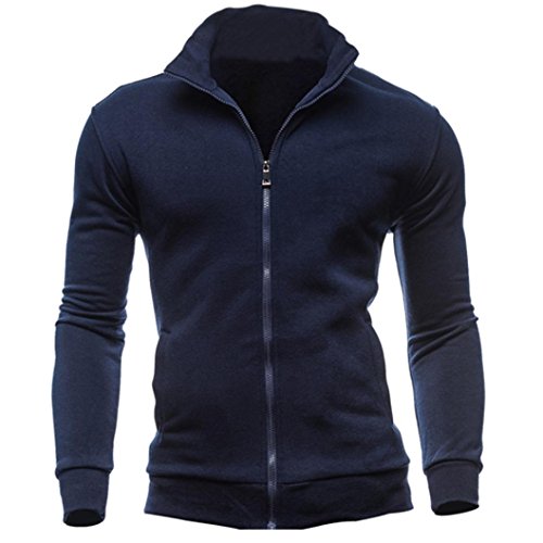 Sudaderas Hombre, Xinan Hombres de Ocio Deportes Cardigan Sudaderas con Cremallera Tops Chaqueta Abrigo (M, Armada)