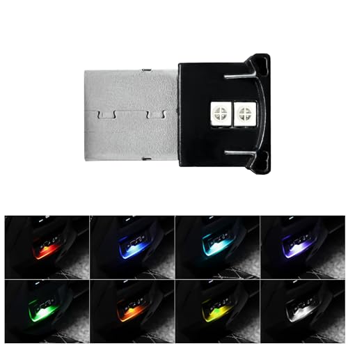 Suvnie Mini USB LED Light, 8 Colors RGB Car USB LED Interior Atmosphere Light, Adjustable Brightness Smart Laptop Keyboard Home Office Decoration Night Lamp, Car Accessories