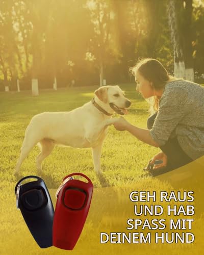 TODREMOU Hundepfeife Rückruf-Hundepfeifen Hochfrequenz Klicker Hundeklicker Set Clicker Hundetraining Clickertraining (Rot)