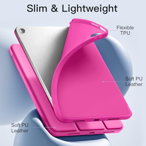 Image of Akkerds Compatible with iPad (A16) 11th Generation Case 11 Inch 2025, for iPad 10th Generation Case 10.9 Inch 2022 with Pencil Holder, Slim Trifold Stand Protective Cover with Soft TPU Back, Rose