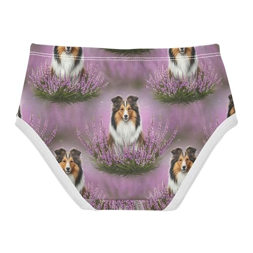Girls Underwear Toddlers 2t Cotton Little Girl Panties Artistic Kids Briefs Undies Cute Sheepdogs Purple Flowers2