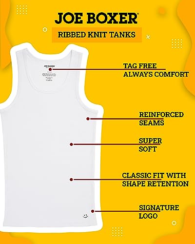 JOE BOXER Mens Tank Tops 4-Pack - Tag Free Cotton Rib A-Shirts for Men Pack of 4 - Men's Undershirts - Tank Tops for Men2